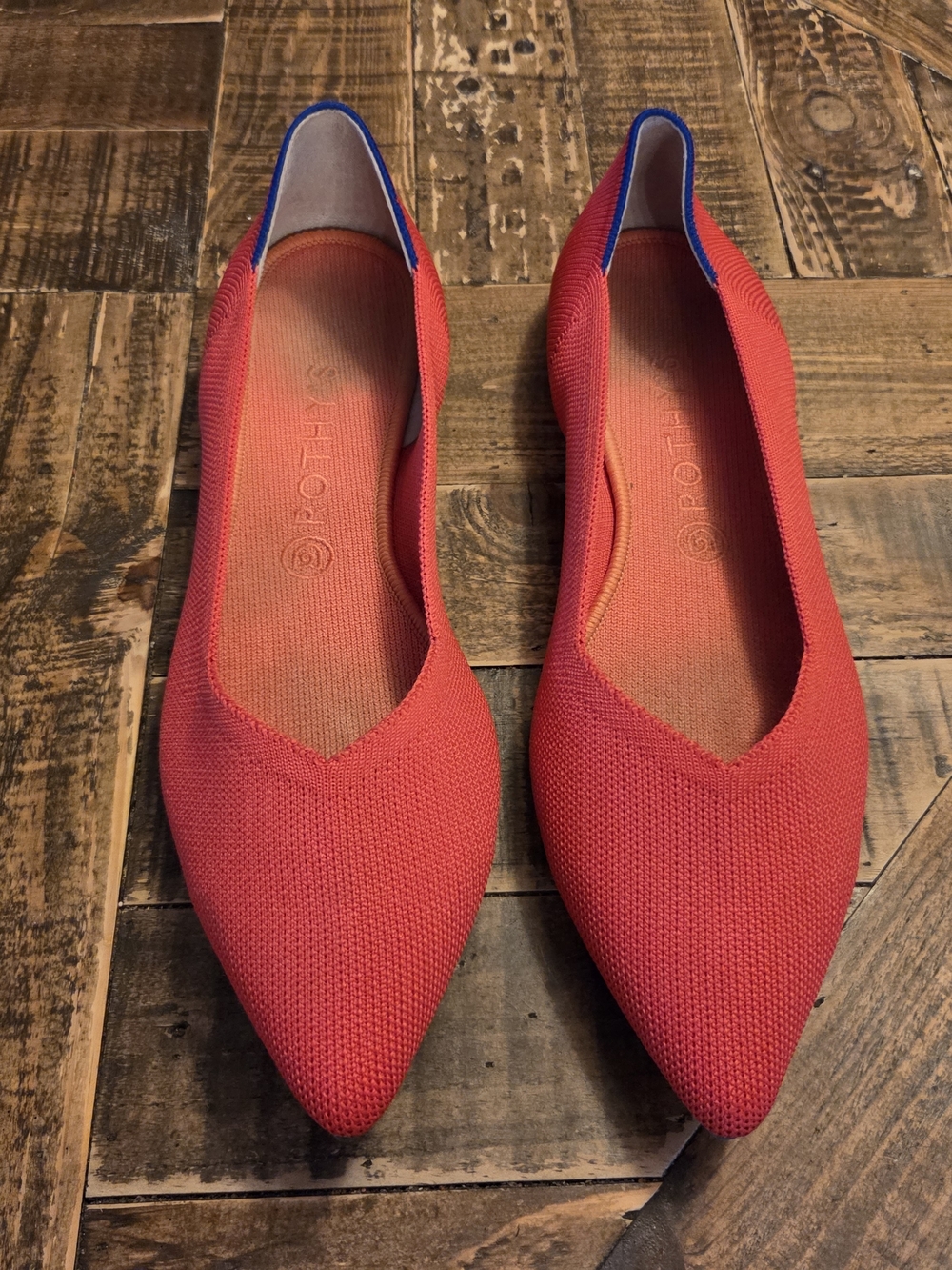 Rothy's Red Pointed Knit Flats
